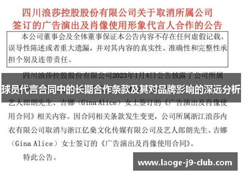 球员代言合同中的长期合作条款及其对品牌影响的深远分析